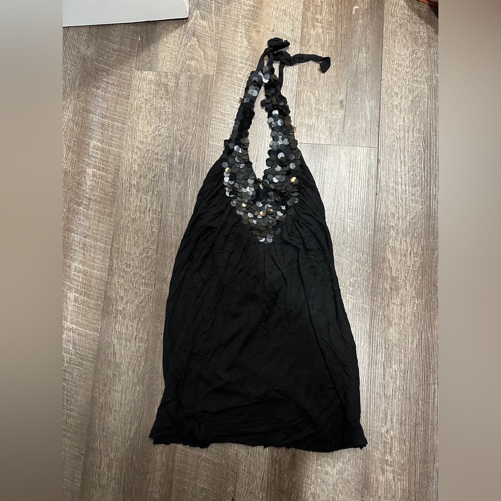 Matty M black confetti top or short dress sz S (new years)